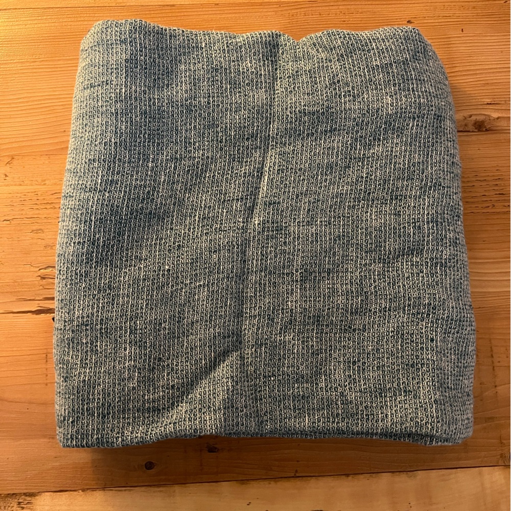 Outlier Grid Linen Towel 100% linen made in NYC EUC green/teal
